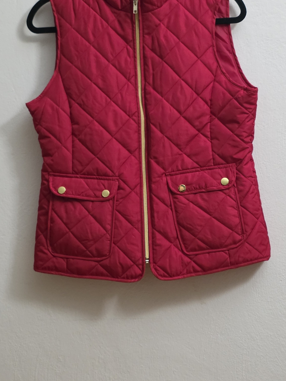 St. John's Bay Quilted Vest in Bright Red with Gold Hardware